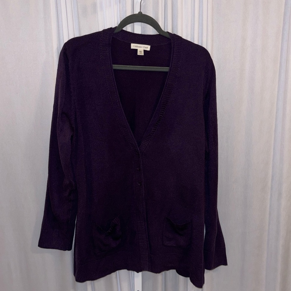 Coldwater Creek Purple Button Front Cardigan 1X